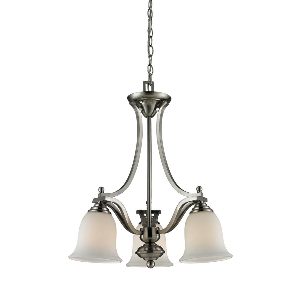 Z-Lite 704-3-BN 3 Light Chandelier in Brushed Nickel with a Matte Opal Shade